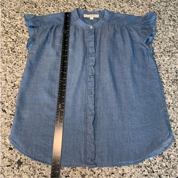 LOFT Top SP Ruffle Blue - Picture 2 of 5